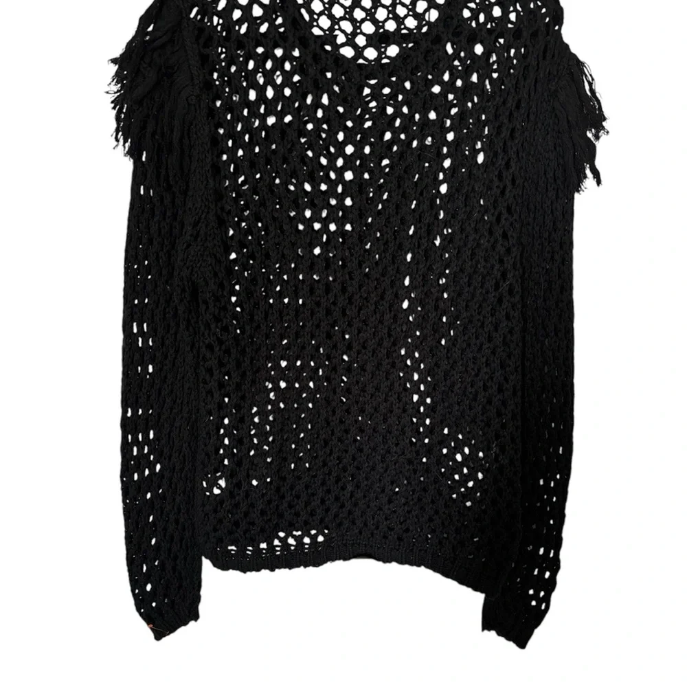 NWT Millau Black Crew Neck Sweater Open-Knit Design - Picture 2 of 2